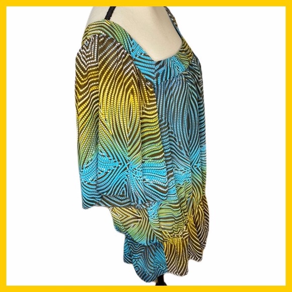 Unique Spectrum Geo Pattern Square Neck Blouse XL - Picture 3 of 7